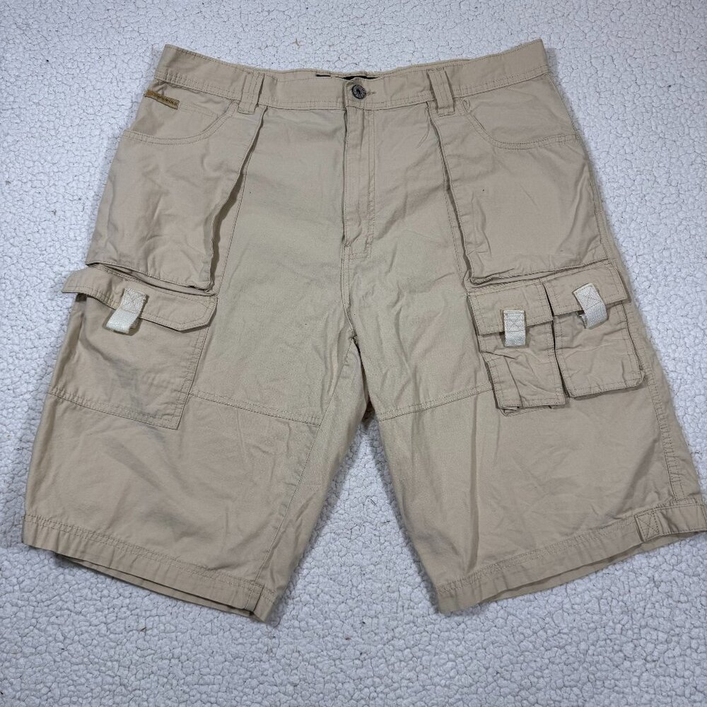 Vintage Y2K Southpole Beige Cargo Parachute Shorts Size 40 Baggy Skate Ripstop